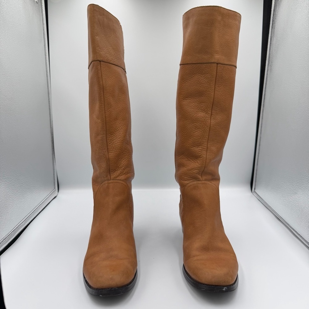 Nine West Leather Tan Knee High Equestrian Bohemian Hippie Quiet Luxury Boot 8M - Picture 2 of 7